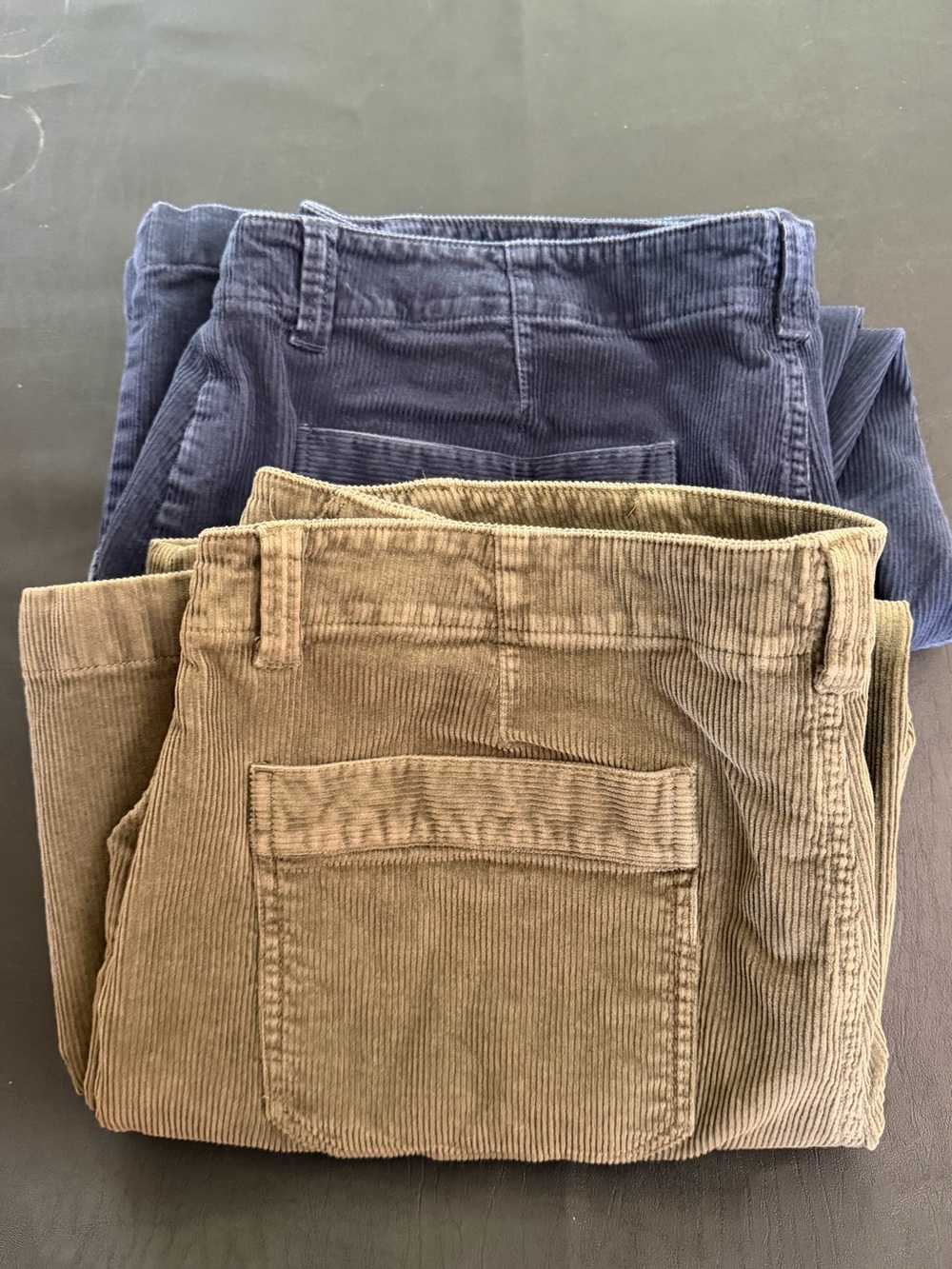 L.L. Bean Wide-Leg Corduroy Pants in Navy and Olive - lot of 2